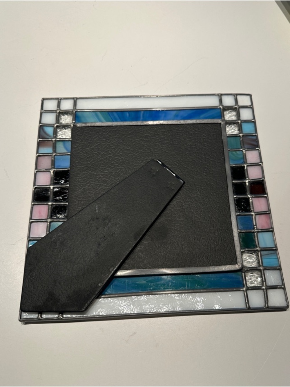 Stained Glass Mosaic Photo Frame in Blue, Pink, White, and Teal - Picture 4 of 4